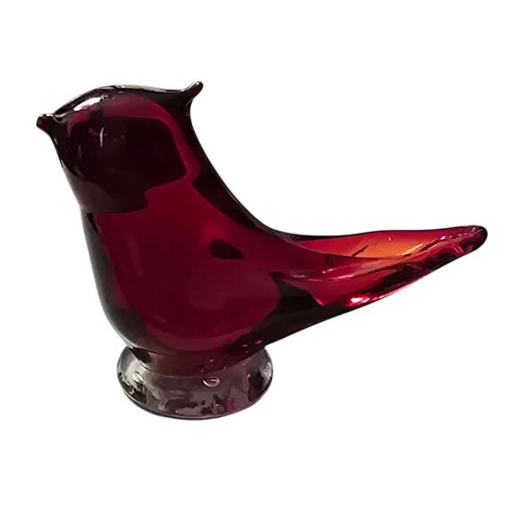 Vintage Titan‎ Art Glass Red Royal Cardinal Bird Signed Leo Ward 1997 Figurine - Picture 1 of 10